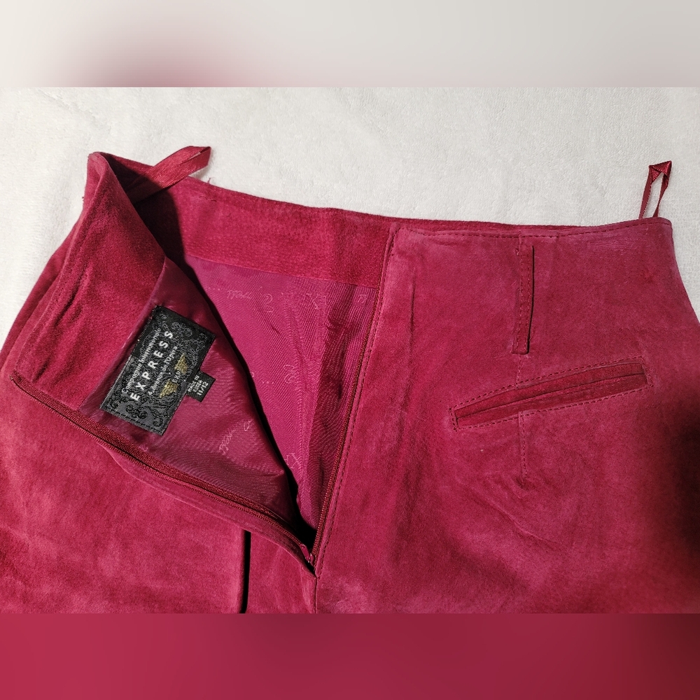 Vintage Express Maroon Suede Skirt - Picture 10 of 11